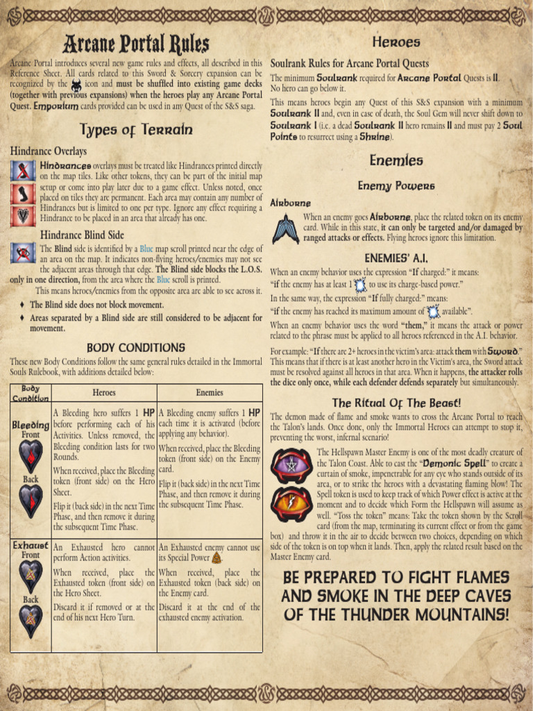 S&S - Arcane Portal - Reference Sheet | PDF
