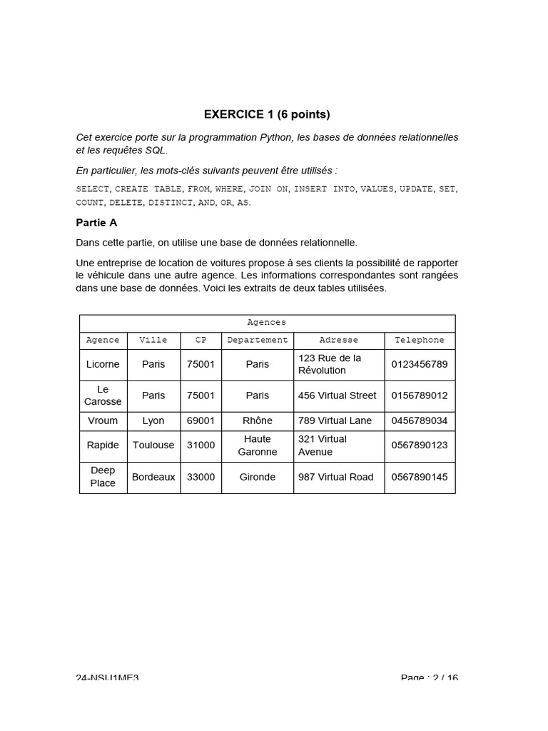 Programmation Python et SQL pour agences de voitures | PDF | Booléen ...