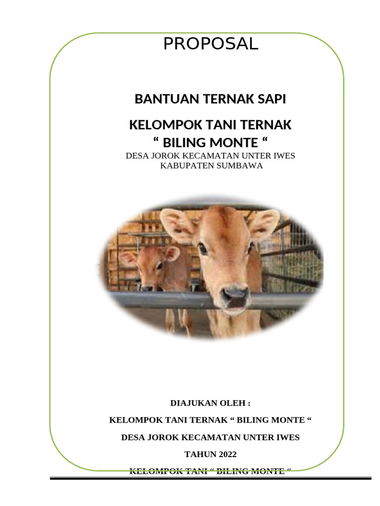 Proposal Bantuan Ternak Sapi 2022 | PDF