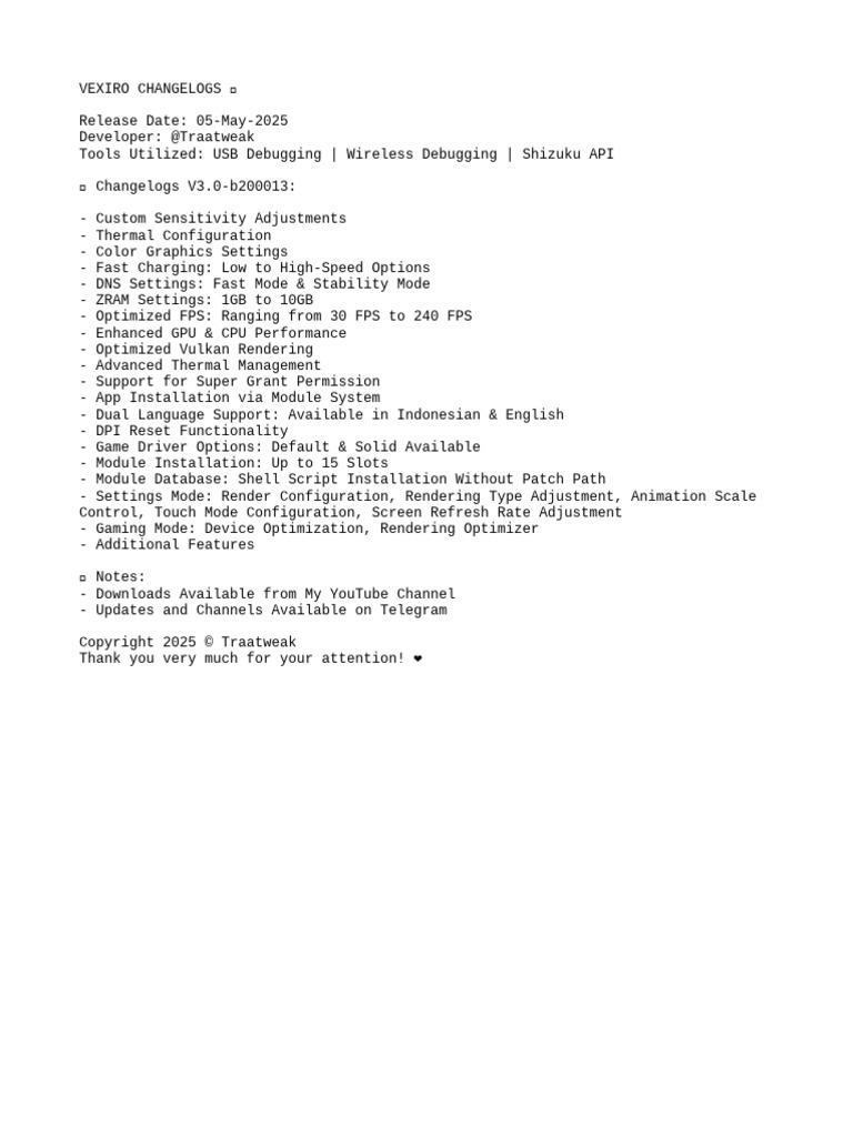 Change Logs | PDF