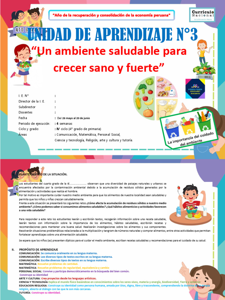 4to Unidad de Aprendizaje N°3. | PDF | Multiplicación | Aprendizaje