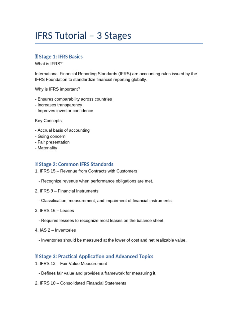 IFRS Tutorial: Key Concepts & Standards | PDF