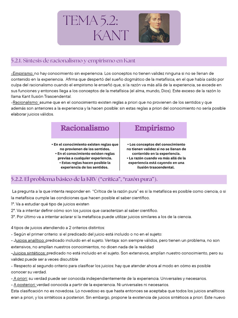 Kant | PDF | A priori y a posteriori | Crítica de la razón pura