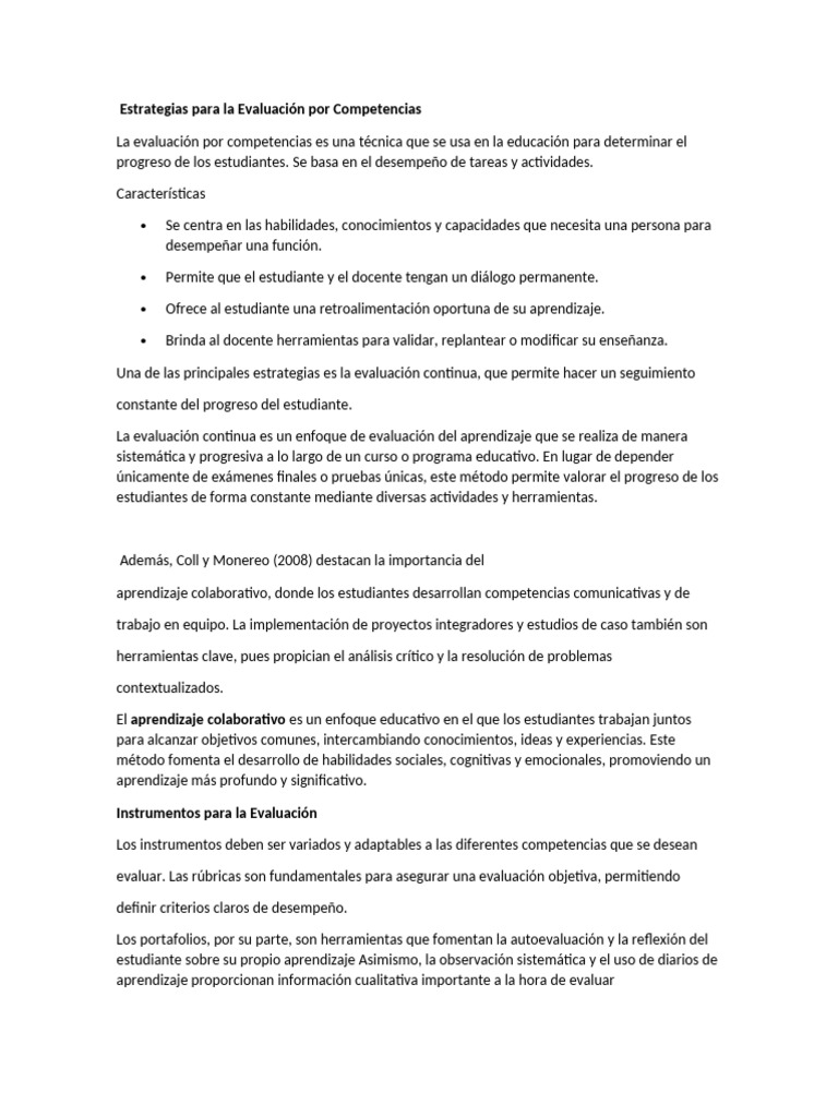 Estrategias de Evaluación por Competencias | PDF | Evaluación | Aprendizaje