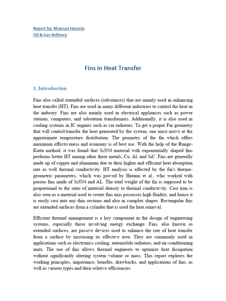 Fins in Heat Transfer: Enhancing Efficiency | PDF | Heat Transfer | Air ...