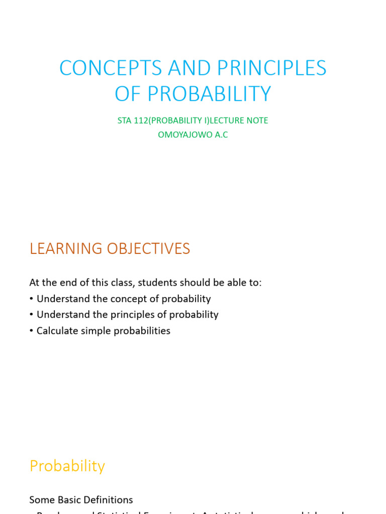 Principles of Probability Explained | PDF | Probability | Experiment