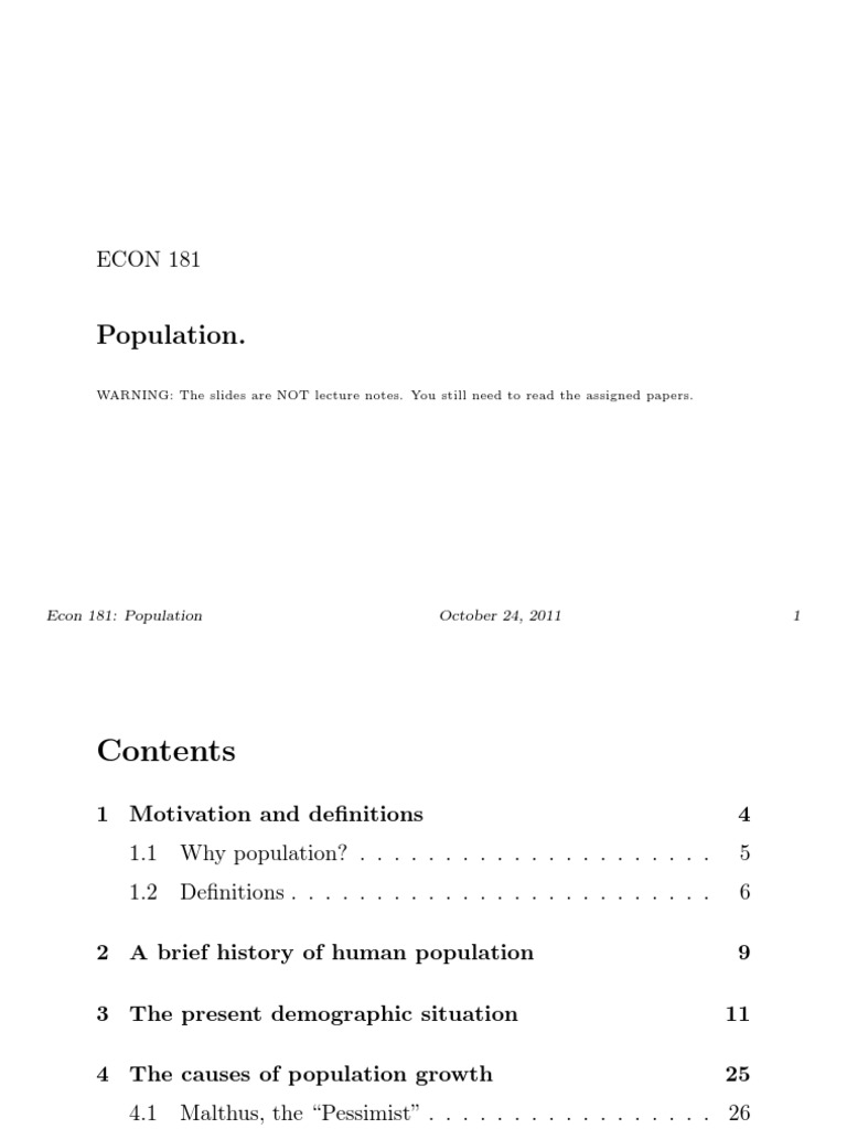 Overview of Population Economics | PDF | Total Fertility Rate ...