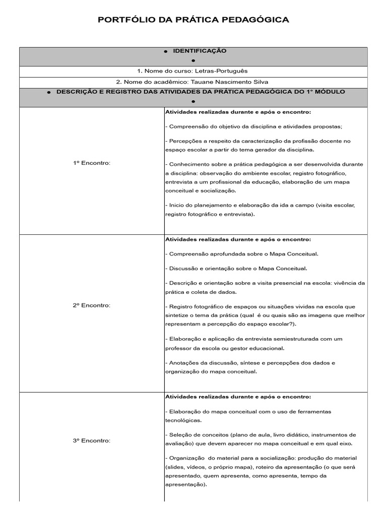 Portfólio de Prática Pedagógica Infantil | PDF | Pedagogia | Aprendizado