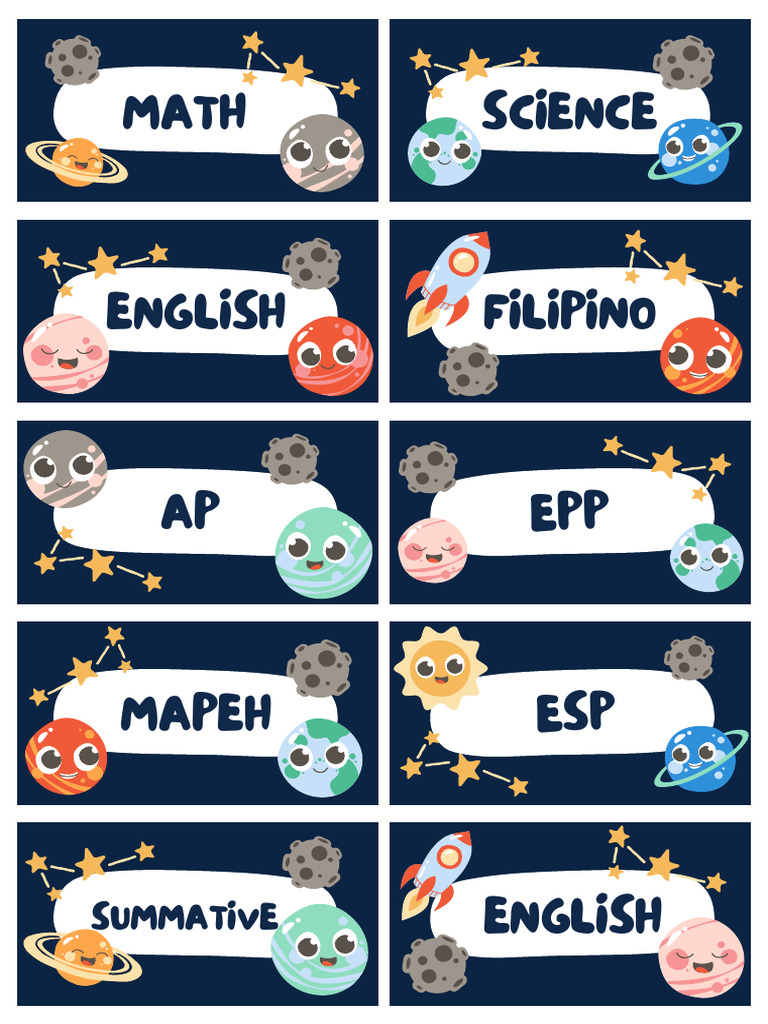 Blue Cute Illustration Planet Student Label | PDF