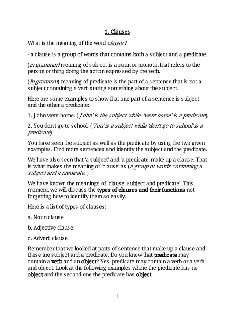 Understanding Clauses and Their Types | PDF