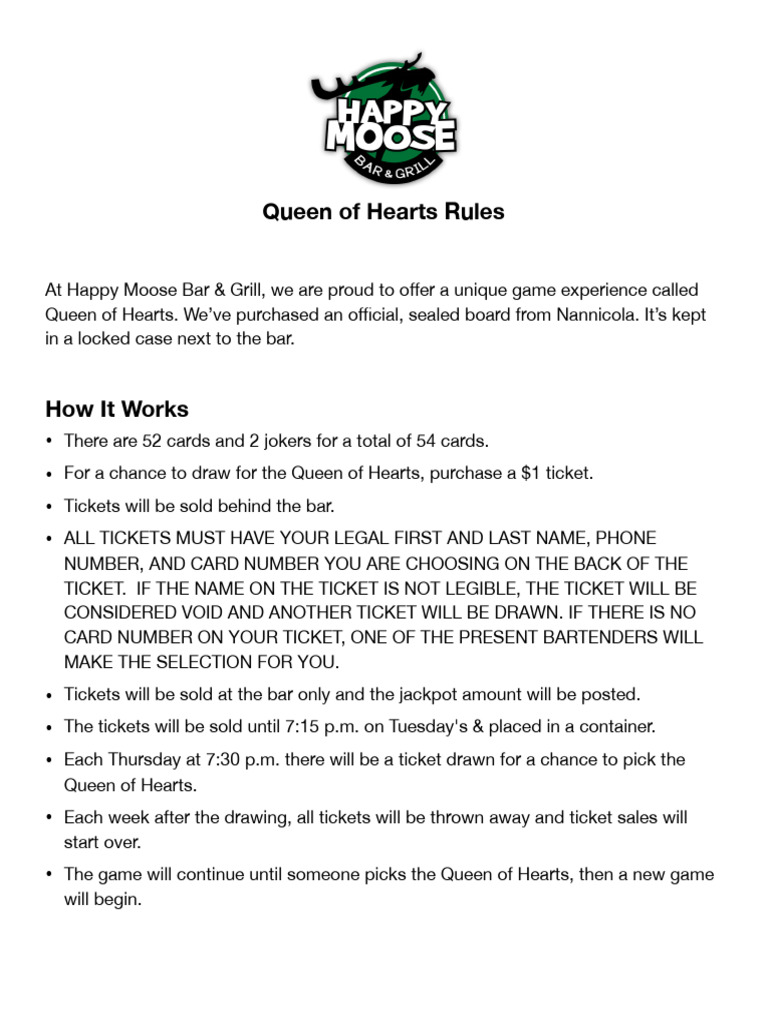 Queen of Hearts Game Rules Explained PDF Games Of Chance