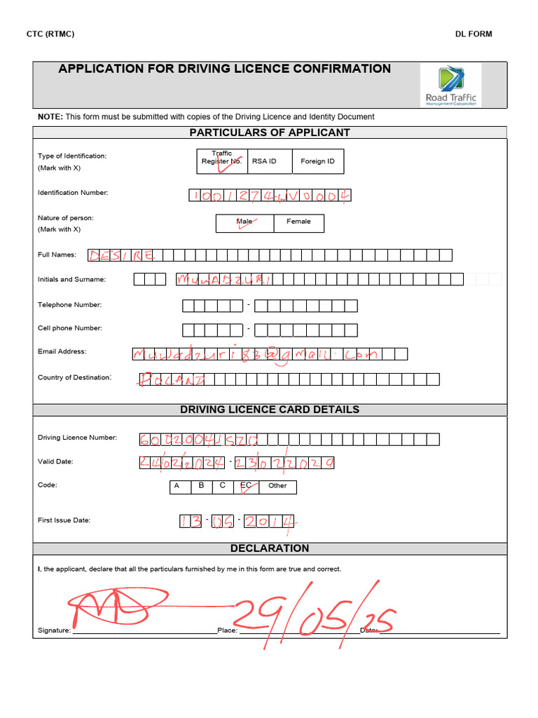 Driving Licence Confirmation Application | PDF