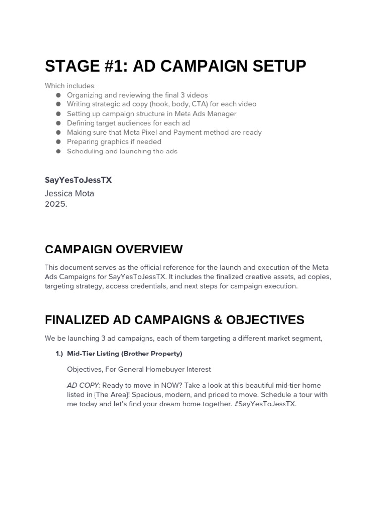 Stage - 1 - Ad Campaign Setup | PDF