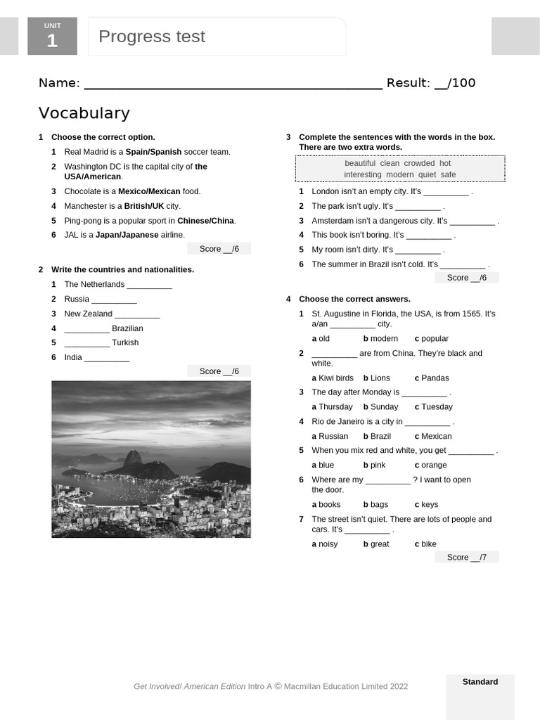 Unit 1 Progress Test Overview | PDF