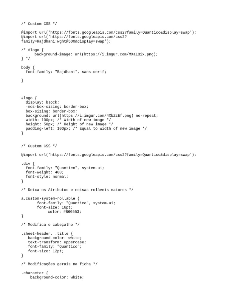 0.4.2 Estilo Css - Ficha Fractal Foundry VTT - CSB | PDF | Typefaces ...