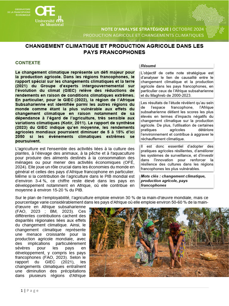 Impact du changement climatique sur l'agriculture | PDF | Changement ...