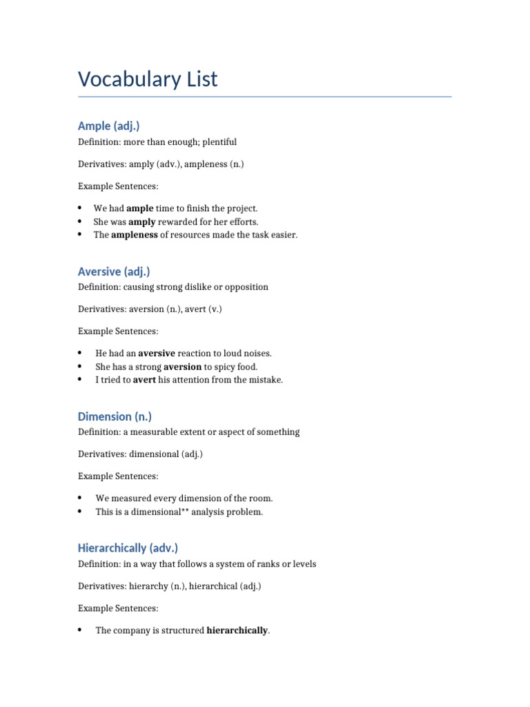 Essential Vocabulary List with Definitions | PDF | Cognitive Psychology ...