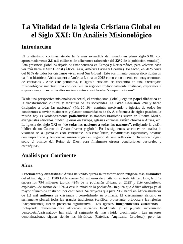La Vitalidad de La Iglesia Cristiana Global en El Siglo | PDF | Asia ...