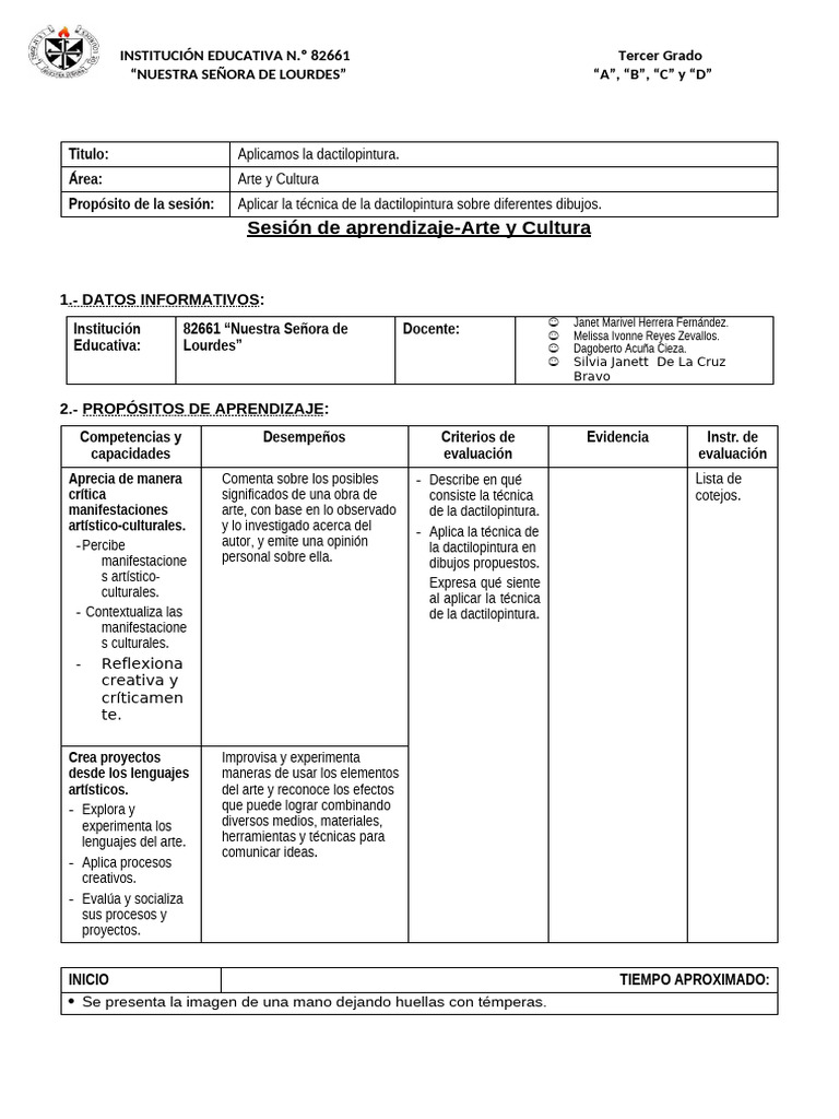 Sesión de Arte y Cultura 01 | PDF | Evaluación | Aprendizaje