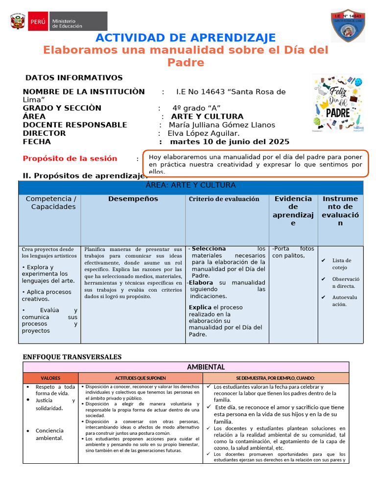 Sesion de Arte 10.06.25 | PDF | Aprendizaje | Evaluación