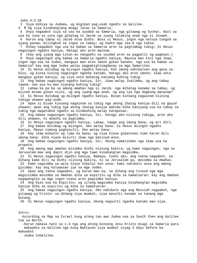 Ang Tinuod Nga Pagsimba Sa Dios - John 4-3-26 | PDF