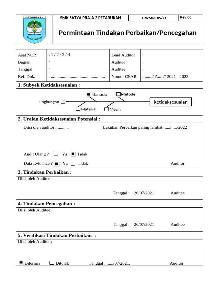 Form - Permintaan Perbaikan | PDF