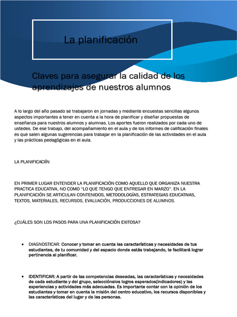 Planificación Educativa Efectiva | PDF | Evaluación | Enseñando