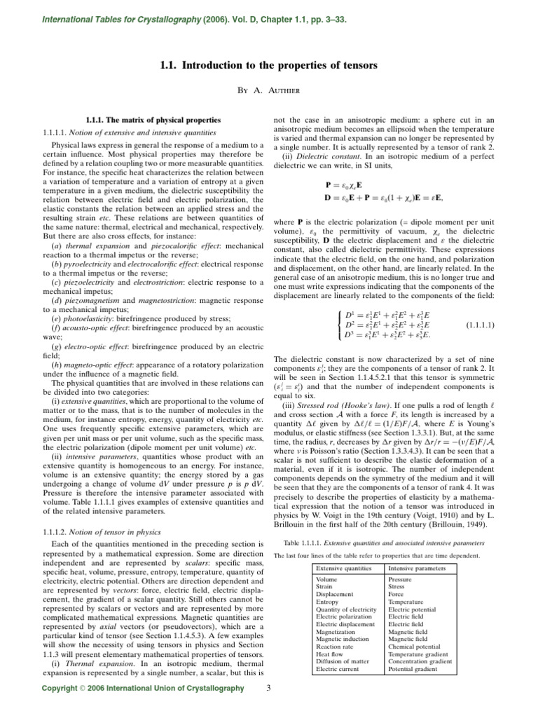 1.1.Introduction to the Properties of Tensors | PDF | Dielectric ...