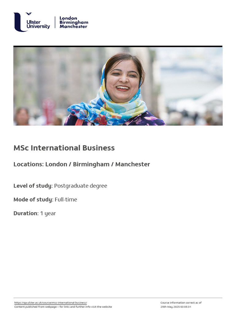 MSc International Business Overview | PDF | Postgraduate Education ...