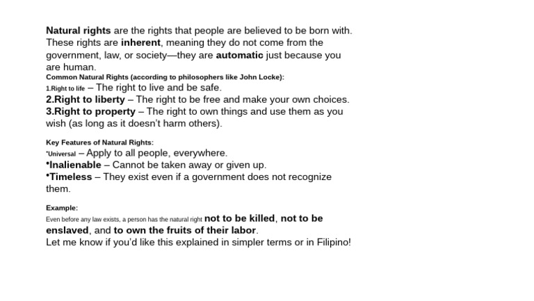 Understanding Natural Rights Explained | PDF