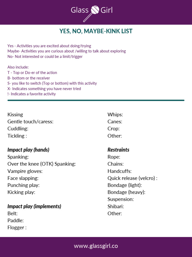 Comprehensive Kink Exploration List | PDF | Intimate Relationships ...