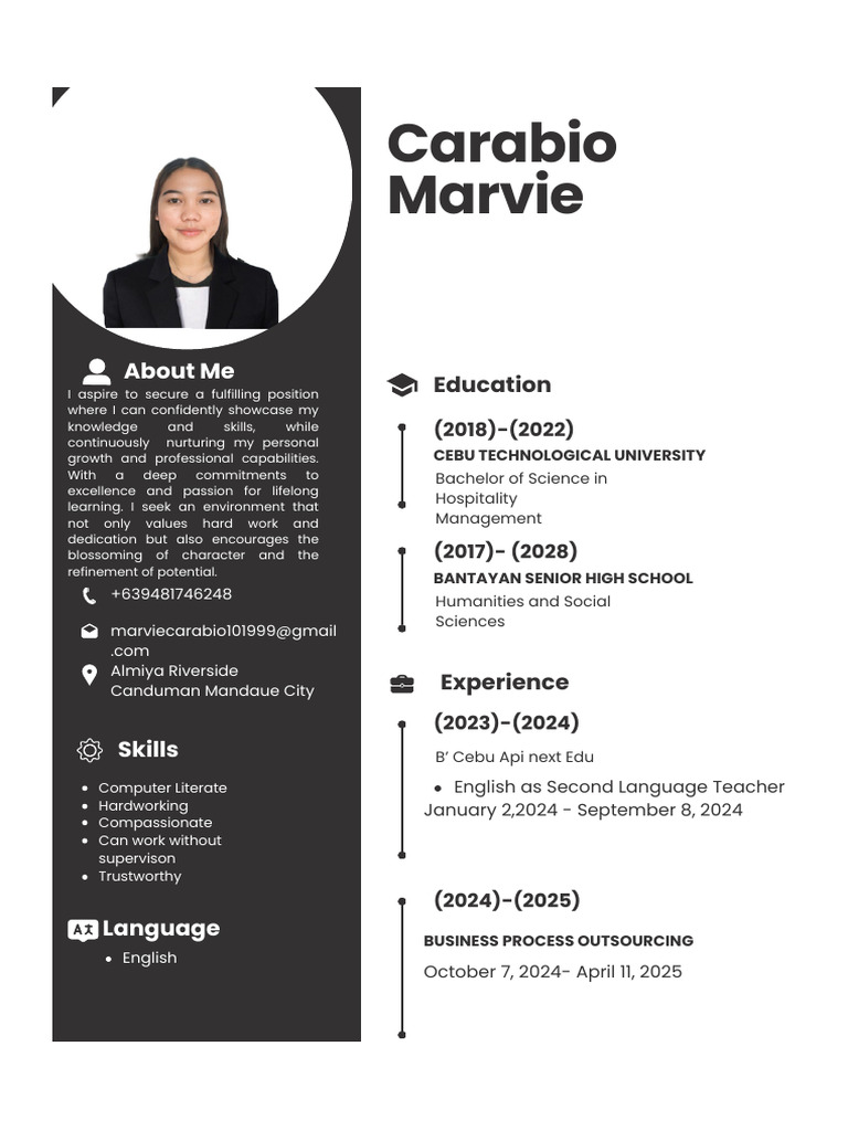 Modern Minimalist CV Resume PDF | PDF