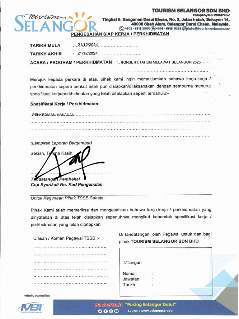 Borang Pengesahan Siap Kerja 2024-1 | PDF