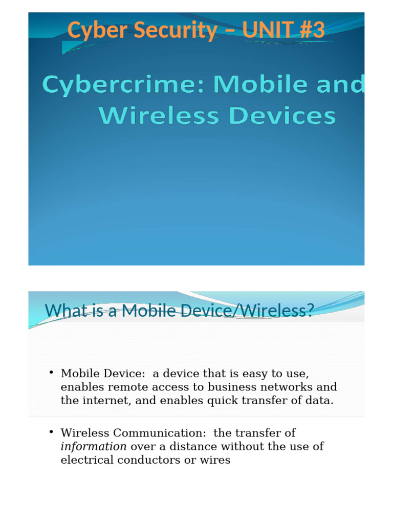 Mobile Device Security and Wireless Risks | PDF | Wireless | Computer ...