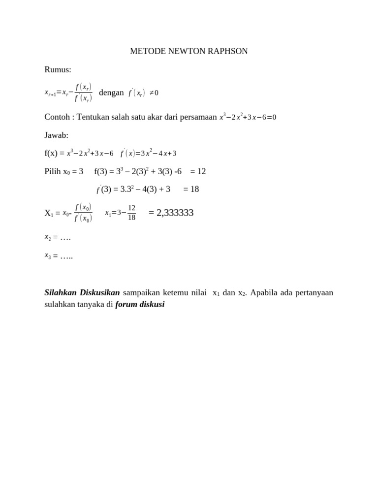 Akar Persamaan dengan Newton Raphson | PDF