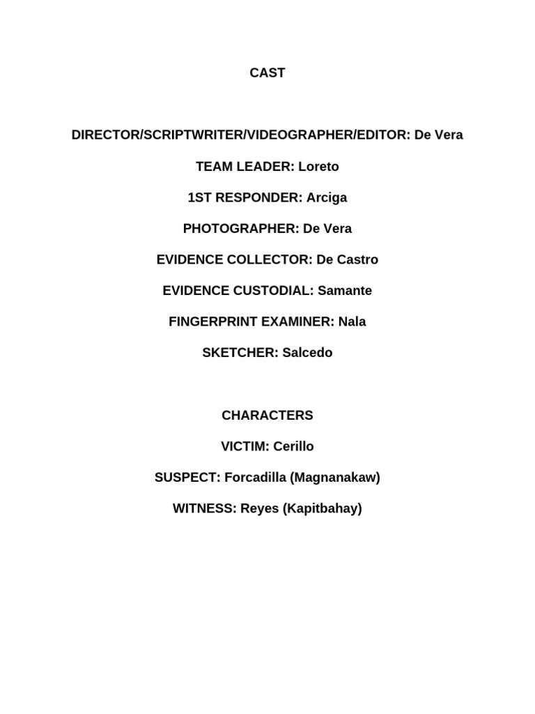 Crime Scene Script | PDF
