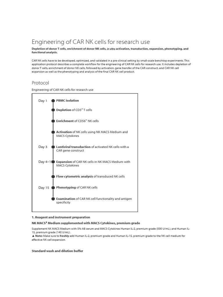 CAR NK Cell Engineering Protocol | PDF | Flow Cytometry | Natural ...