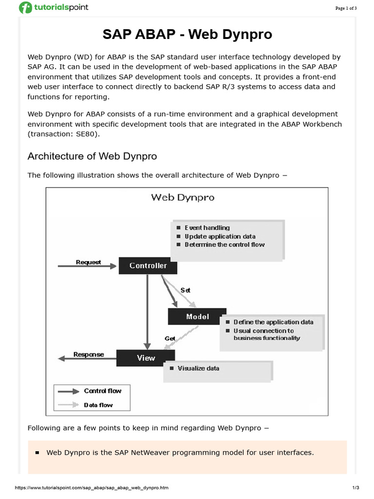 Overview of Web Dynpro for ABAP | PDF | Model–View–Controller | World ...