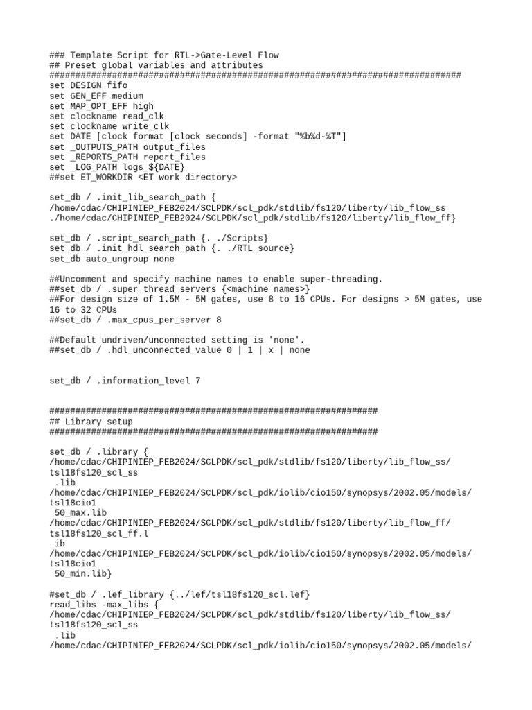 RTL to Gate-Level Synthesis Script | PDF | Computing | Computer Programming