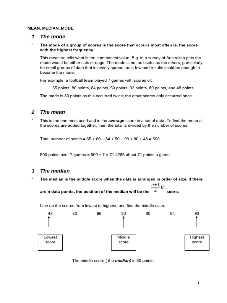 Mean Mode Median Explained Pdf Mean Mode Statistics