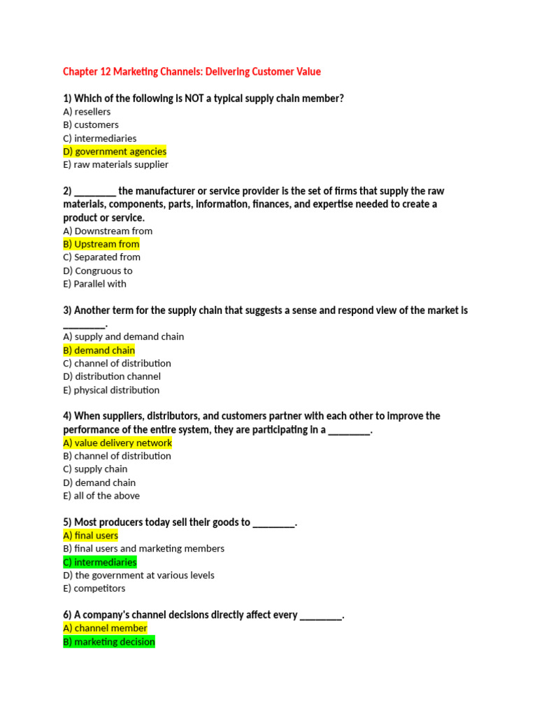 Chapter 12 Marketing Channels | PDF | Logistics | Supply Chain