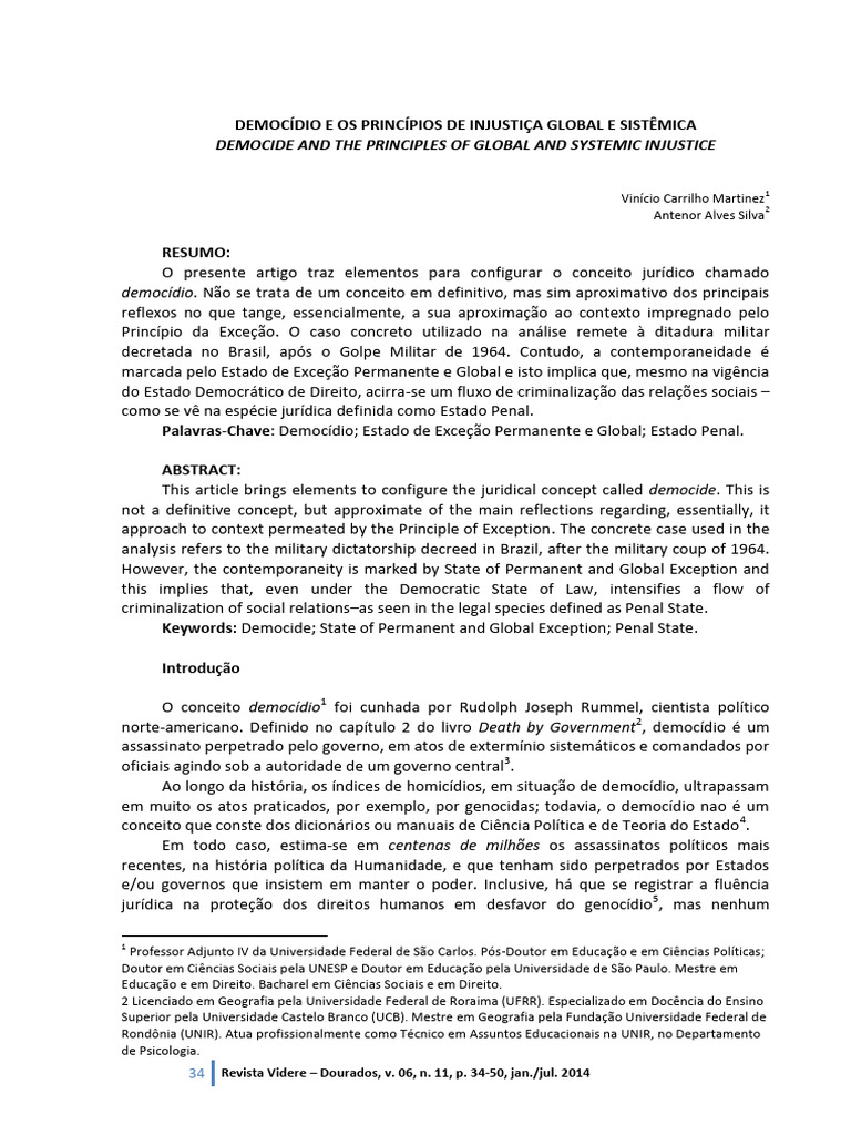 Democídio e Injustiça Global no Brasil | PDF | Estado | Vereador