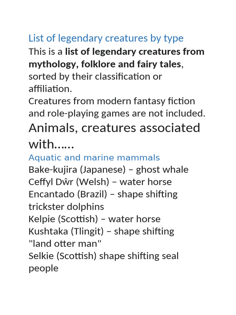 Legendary Creatures by Type | PDF | Dragon | Shapeshifting