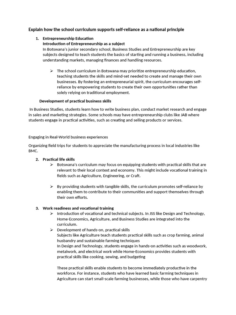 Botswana Curriculum for Self-Reliance | PDF | Information And ...