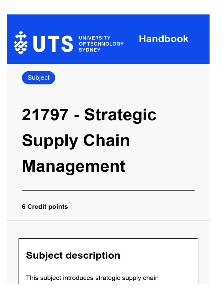 Strategic Supply Chain Management Overview | PDF | Supply Chain ...