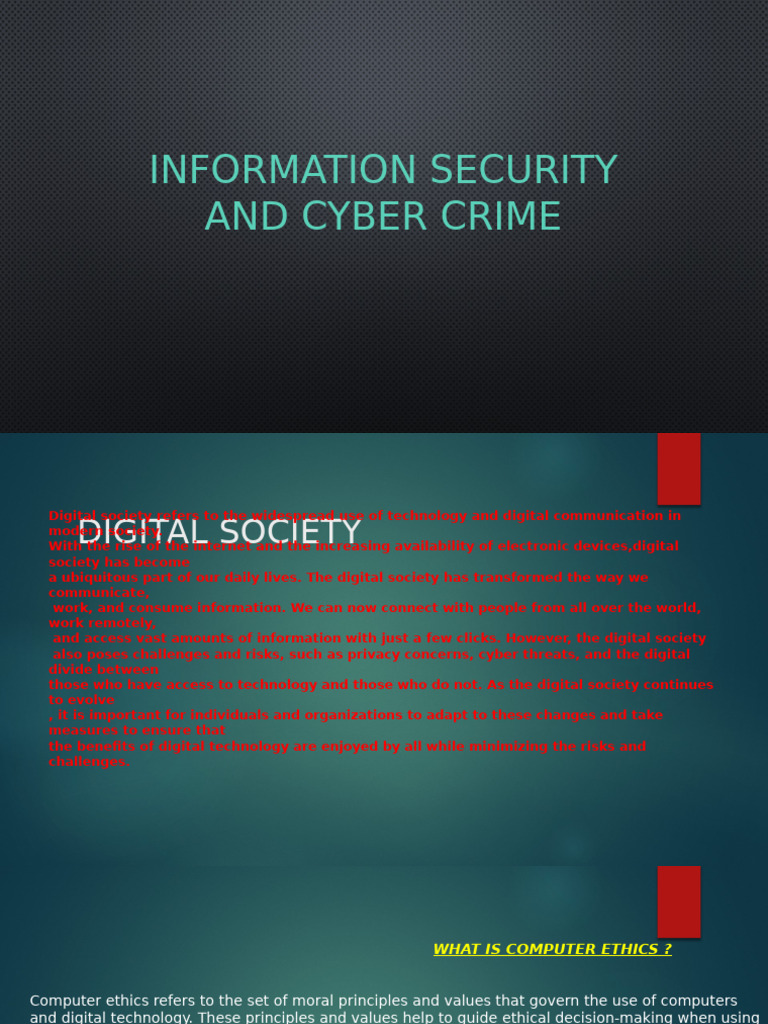 Information Security and Cyber Crime Overview | PDF | Computer Virus ...