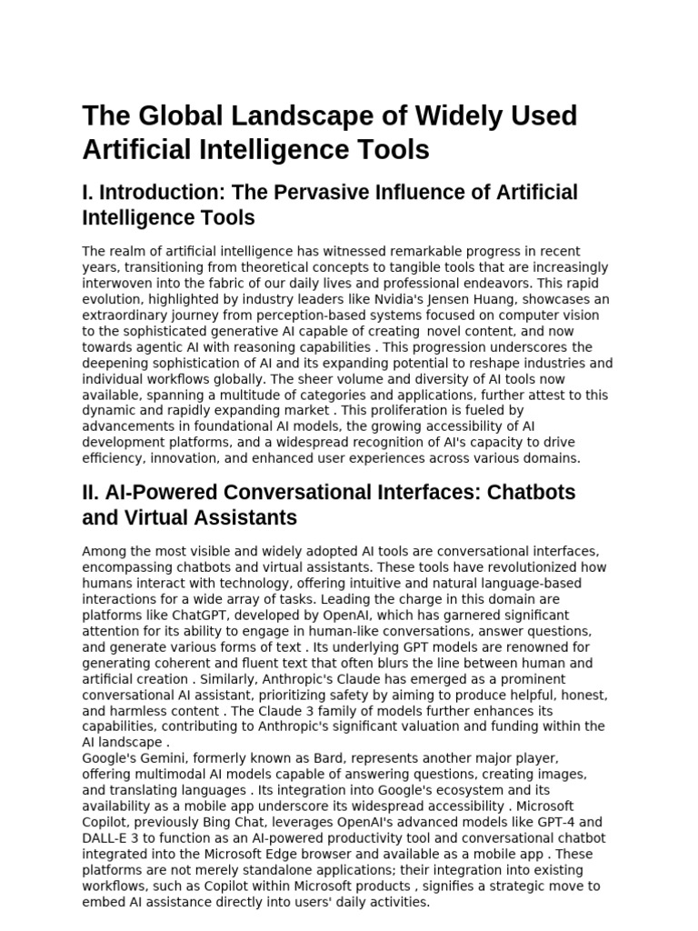 Comprehensive AI Tools Overview | PDF | Artificial Intelligence ...