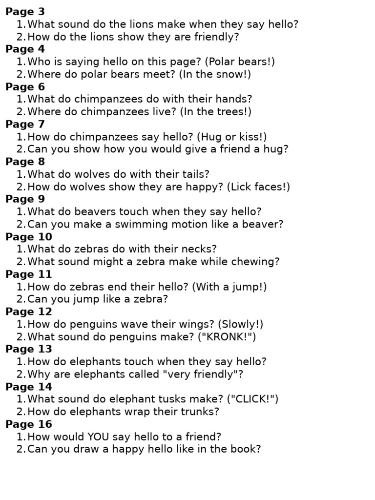 Animal Greetings and Interactions Guide | PDF