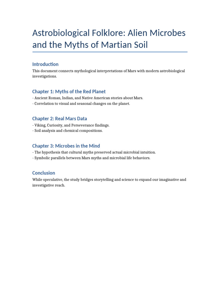 Astrobiological Folklore Alien Microbes and The Myths of Martian Soil | PDF