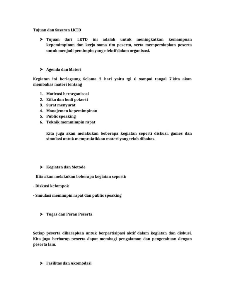 Tujuan dan Aturan LKTD Mahasiswa | PDF